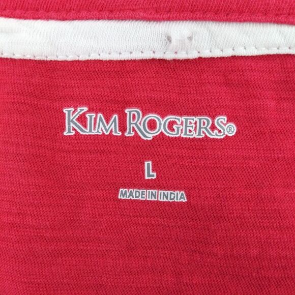 Kim Rogers Shirt Womens Large Pink Short Sleeve Umbrella Pattern Blouse - Picture 4 of 5